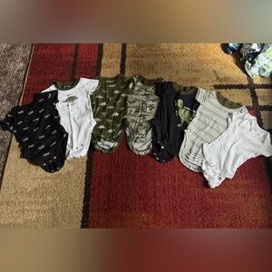 Assorted Baby Bodysuits Set - Black, Green, White